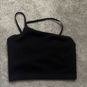 Aerie Black One-Shoulder Crop Top